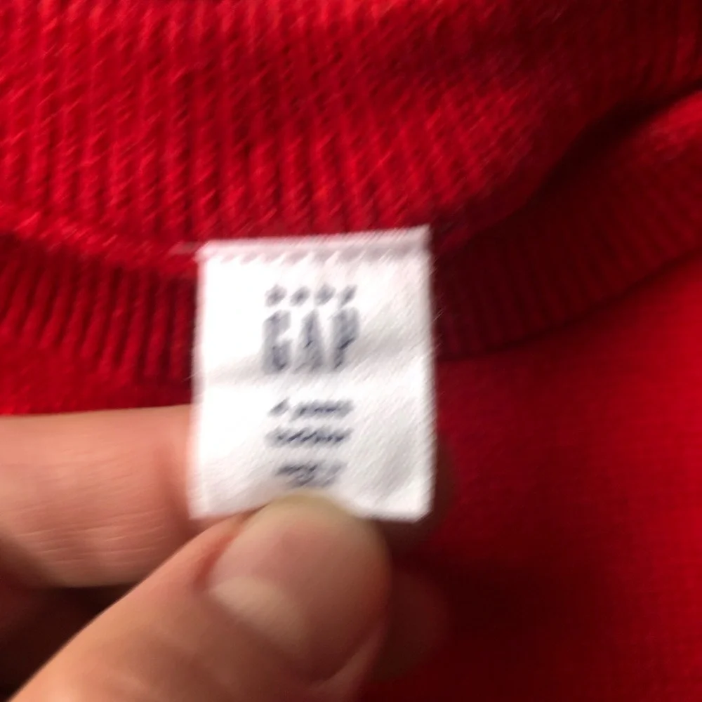 Baby Gap Dog Sweater Kids Sz 4 Red Cotton Knit Holiday Winter Wiener Dachshund